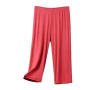 Pantalones Mujer Verano 7/8 Ligeros, Pantalón Capri Cintura Alta Elástica Talla Grande, Suave y Holgado para Dormir, Casa, Playa y Vacaciones Pantalon