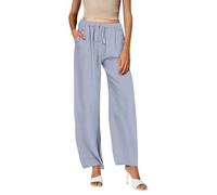 Pantalones Mujer Verano Algodón Frescos Pantalones Lino Mujer Verano Anchos Elasticos Elegantes Pantalon Fino Ligero Palazzo Moda Pantalón Transpirable Oficina Vacaciones Fiesta