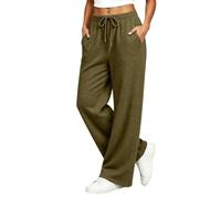 Pantalones Mujer Verano Casual Pantalones Moda Algodón Cáñamo, Blackish Green, XXXL