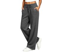 Pantalones Mujer Verano Casual Pantalones Moda Algodón Cáñamo, Dark Gray, S