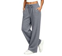 Pantalones Mujer Verano Casual Pantalones Moda Algodón Cáñamo, gris, M