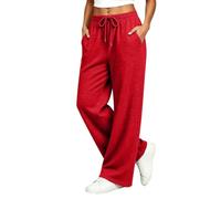 Pantalones Mujer Verano Casual Pantalones Moda Algodón Cáñamo, rojo, 5X-Large