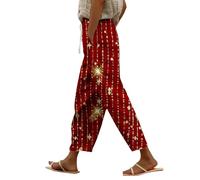 Pantalones Mujer Verano de Lino Anchos Cintura Alta Elásticos Largas Rectos Ligero Casuales Flojo Pantalon con Bolsillos Y Cordón Rectos Elegantes Playa Vacaciones Boho