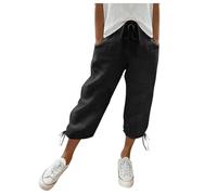 Pantalones Mujer Verano de Lino Anchos Cómodos Palazzo Cintura Alta Pantalones Pantalon Suelto Cómodos Flojo Playa Pantalón Trabajo Largos con Bolsillos