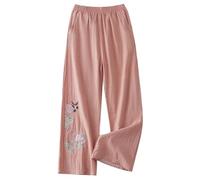 Pantalones Mujer Verano Frescos Talla Grande Cintura Alta Pierna Ancha Baggy Suelto Pantalón Largo Ligeros Pantalón de Chándal Suave y Cómodo Danza Pilates Yoga Pants