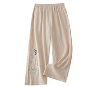 Pantalones Mujer Verano Frescos Talla Grande Cintura Alta Pierna Ancha Baggy Suelto Pantalón Largo Ligeros Pantalón de Chándal Suave y Cómodo Danza Pilates Yoga Pants