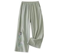 Pantalones Mujer Verano Frescos Talla Grande Cintura Alta Pierna Ancha Baggy Suelto Pantalón Largo Ligeros Pantalón de Chándal Suave y Cómodo Danza Pilates Yoga Pants
