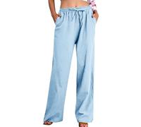Pantalones Mujer Verano,Mis Pedidos Algodón y Lino Cintura Alta Pierna Ancha Baggy Pantalones Deportivos Frescos Ligeros Respirable Pantalón de Chándal Suave y Cómodo Color Sólido Pantalon Diario