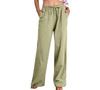 Pantalones Mujer Verano,Mis Pedidos Algodón y Lino Cintura Alta Pierna Ancha Baggy Pantalones Deportivos Frescos Ligeros Respirable Pantalón de Chándal Suave y Cómodo Color Sólido Pantalon Diario
