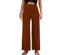 Pantalones Mujer Verano,Pantalones De Pierna Ancha Para Mujer Costilla Lisa Pantalones Palazzo De Cintura Alta Elásticos Pantalones Recortados Sueltos Casuales Elegantes Pantalones De Pierna Recta