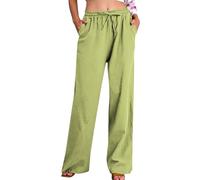 Pantalones Mujer Verano Rebajas,Algodón y Lino Cintura Alta Pierna Ancha Baggy Pantalones Deportivos Frescos Ligeros Respirable Pantalón de Chándal Suave y Cómodo Color Sólido Pantalon Diario
