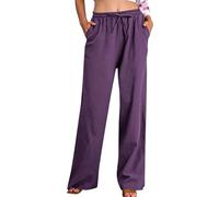 Pantalones Mujer Verano Rebajas,Algodón y Lino Cintura Alta Pierna Ancha Baggy Pantalones Deportivos Frescos Ligeros Respirable Pantalón de Chándal Suave y Cómodo Color Sólido Pantalon Diario