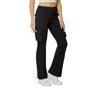 Pantalones Mujer Verano,Yoga Flare Leggings For Women High Waisted Yoga Casual Pants Workout Leggings Cargo with 6 Pockets Yoga Pants Sombrero (Black, XXL).