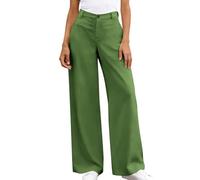 Pantalones Mujer Vestidos de Talle Alto Pantalones Chic y Elegantes Corte Grande Recto Pantalones Casual Cómodo Simple Piernas Anchas Pantalones Traje Confort Diario Trabajo, verde, XXL