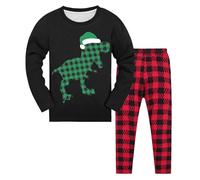 Pantalones Navideños Conjuntos de Dormir Larga Manga para Bebés Niños y Niñas Ropa Nochebuena Nochevieja (Black, 5-6 Years)