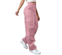 Pantalones negros para mujer, pantalones cargo para mujer, pantalones de senderismo de cintura alta, holgados, elásticos, de pierna ancha, ropa de calle con 6 pantalones de pierna ancha para mujer