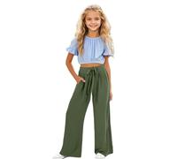 Pantalones Niña Chinos, Pantalones Vaqueros Niña Deporte, Pantalon Anchos Niñas Casuales Largos Holgados Tela Suave EláStica CóModa Uso Diario Jugar Usar Pantalón Corto Falda Pantalón Pantalon Lino