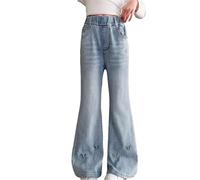 Pantalones Niña Verano, Pantalones Vaqueros Niña Capri, Pantalon Talle Alto Y Pierna Acampanada Niñas EláSticos Mezclilla Corte Bota Ropa CóModa El DíA A Falda Pantalón Pantalon Lino Pantalón Corto