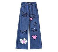 Pantalones Niñas, Casuales para con Estampado De Y Corazones, Vaqueros De Estilo A La Moda para Grandes, Largos De Otoño, Tejido Ligero Y Fluido/G