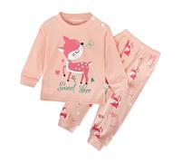 Pantalones Niñas Conjuntos Dormir Tejido Algodón Largo Manga Estampados Animados Personajes Divertidos Noche Comodidad Calidez Invierno (12-18 Months)