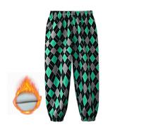 Pantalones Niño 10 Años - Deportivos Unisex Y S De Forro Polar Cálido con Estampado De Letras A Cuadros para Correr para Invierno (H 10-12 Years)