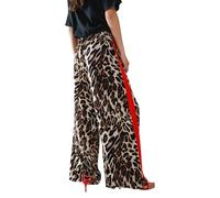 Pantalones Palazzo con estampado de leopardo para mujer, de verano, de pierna ancha, con leopardo, pantalones largos de verano holgados, pantalones de tela de cintura alta, pantalones de deporte