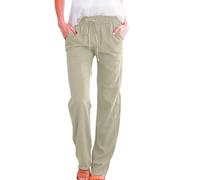 Pantalones Palazzo Mujer Cintura Alta con Cordón, Pantalón Largo Ancho Suelto de Estilo Casual, Diseño Liso Cómodo para Verano, Playa y Vacaciones Pantalones