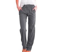 Pantalones Palazzo Mujer Cintura Alta con Cordón, Pantalón Largo Ancho Suelto de Estilo Casual, Diseño Liso Cómodo para Verano, Playa y Vacaciones Pantalon