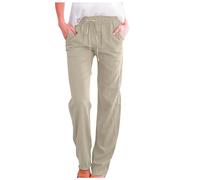 Pantalones Palazzo Mujer Pantalón Ancho Largo con Cordón Ajustable, Diseño Liso Holgado Casual, Cintura Cómoda para Verano, Playa, Viaje y Uso Diario