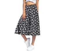 Pantalones Palazzo Mujer Verano Pantalón Ancho Estampado con Cintura Alta Elástica Diseño Ligero Tipo Falda Pantalón para Playa Vacaciones y Uso Diario