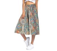 Pantalones Palazzo Mujer Verano, Pantalón Ancho Estampado con Cintura Alta Elástica Diseño Ligero Tipo Falda Pantalón para Playa, Vacaciones y Uso Diario