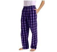 Pantalones para el vientre, para hombre, a cuadros, informales, de negocios, ropa de dormir holgada, cómoda, holgada, pantalones Beckenbauer, morado, XXL