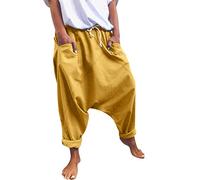Pantalones para Hombre Harén con Elástico, Hippie, Bombachos Vintage de Algodón Bohemio, de Calle con Puños Aladdin