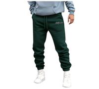 Pantalones para hombre otoño e invierno High Street Fashion ocio suelto deporte al aire libre correr suéter pantalones de chándal forrada hombre, Verde oscuro., XXL