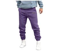 Pantalones para hombre otoño e invierno High Street Fashion ocio suelto deporte al aire libre correr suéter pantalones de chándal forrada hombre, morado, 3XL