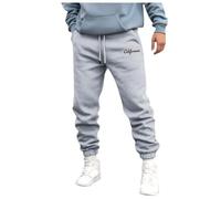 Pantalones para hombre otoño e invierno High Street Fashion ocio suelto deporte al aire libre correr suéter pantalones de chándal forrada hombre, gris, L
