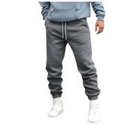 Pantalones para hombre otoño e invierno High Street Fashion ocio suelto deporte al aire libre correr suéter pantalones de chándal forrada hombre, gris oscuro, 3XL