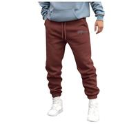 Pantalones para hombre otoño e invierno High Street Fashion ocio suelto deporte al aire libre correr suéter pantalones de chándal forrada hombre, Vino, 3XL