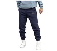 Pantalones para hombre otoño e invierno High Street Fashion ocio suelto deporte al aire libre correr suéter pantalones de chándal forrada hombre, marine, XXL