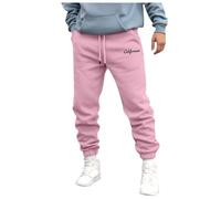 Pantalones para hombre otoño e invierno High Street Fashion ocio suelto deporte al aire libre correr suéter pantalones de chándal forrada hombre, Rosa., S