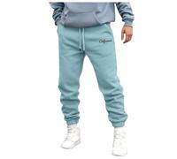 Pantalones para hombre otoño e invierno High Street Fashion ocio suelto deporte al aire libre correr suéter pantalones de chándal forrada hombre, azul claro, S