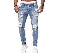 Pantalones para Hombre Pantalones De Mezclilla Ajustados Blancos con Agujero De Descanso Pantalones De Moda para Hombres