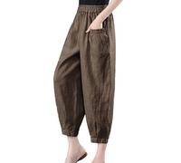 Pantalones para mujer, cintura elástica suave, transpirable, para verano, gimnasio, pantalones deportivos para playa, atléticos, modernos, lisos, marrón, XL