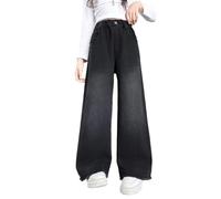 Pantalones para NiñAs-Pantalones Vaqueros Casuales para NiñAs con Lazo De Diamantes De ImitacióN, Pantalones Holgados De OtoñO con Pierna Recta Y Acampanada para NiñOs Grandes