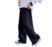 Pantalones para Niño Cintura Elástica Cinturón Elástico Pantalones Deportivos Color Sólido Invierno Pantalones Chándal con Bolsillo Baggy Fit Streetwear Primavera Slim Casual 5-16 Años, Negro , 15