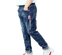 Pantalones para niños, cómodos y elásticos, pantalones largos informales con cintura elástica, tela suave, pantalones de andar resistentes, azul, 9-10 años