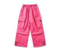 Pantalones para niños Increíbles niños niñas cintura moda pantalones acampanados pantalones largos casuales pantalones vaqueros pantalones cargo, Rosa intenso., 12-14 años