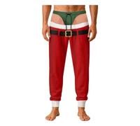 Pantalones Pijama Navideños Hombre Estampado Verde Cintura | Cómodos pantalones de pijama con diseño festivo de árboles de Navidad y cintura elástica. Perfectos para disfrutar en casa.