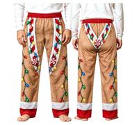 Pantalones Pijama Navideños Hombre Estampado Verde Cintura | Diseño festivo de renos y cintura elástica para un ajuste cómodo. Ideales para usar en Nochebuena o reuniones familiares.