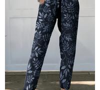 Pantalones Rectos de Mujer con Estampado Vintage - Pantalones de Hojas, Sin Elástico, No Elásticos, Lavables a Máquina, Pantalones Casuales para Outfits de /Verano, Desde Oficina Semi-Formal (No-)